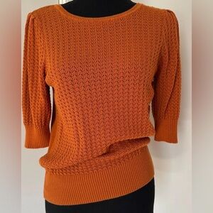 Liz Claiborne Orange Crew Neck Sweater with Balloon Sleeves